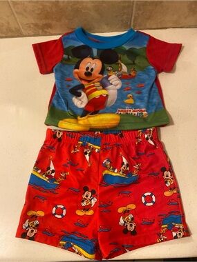 Disney Mickey Mouse Red and Blue Short Pajama Set